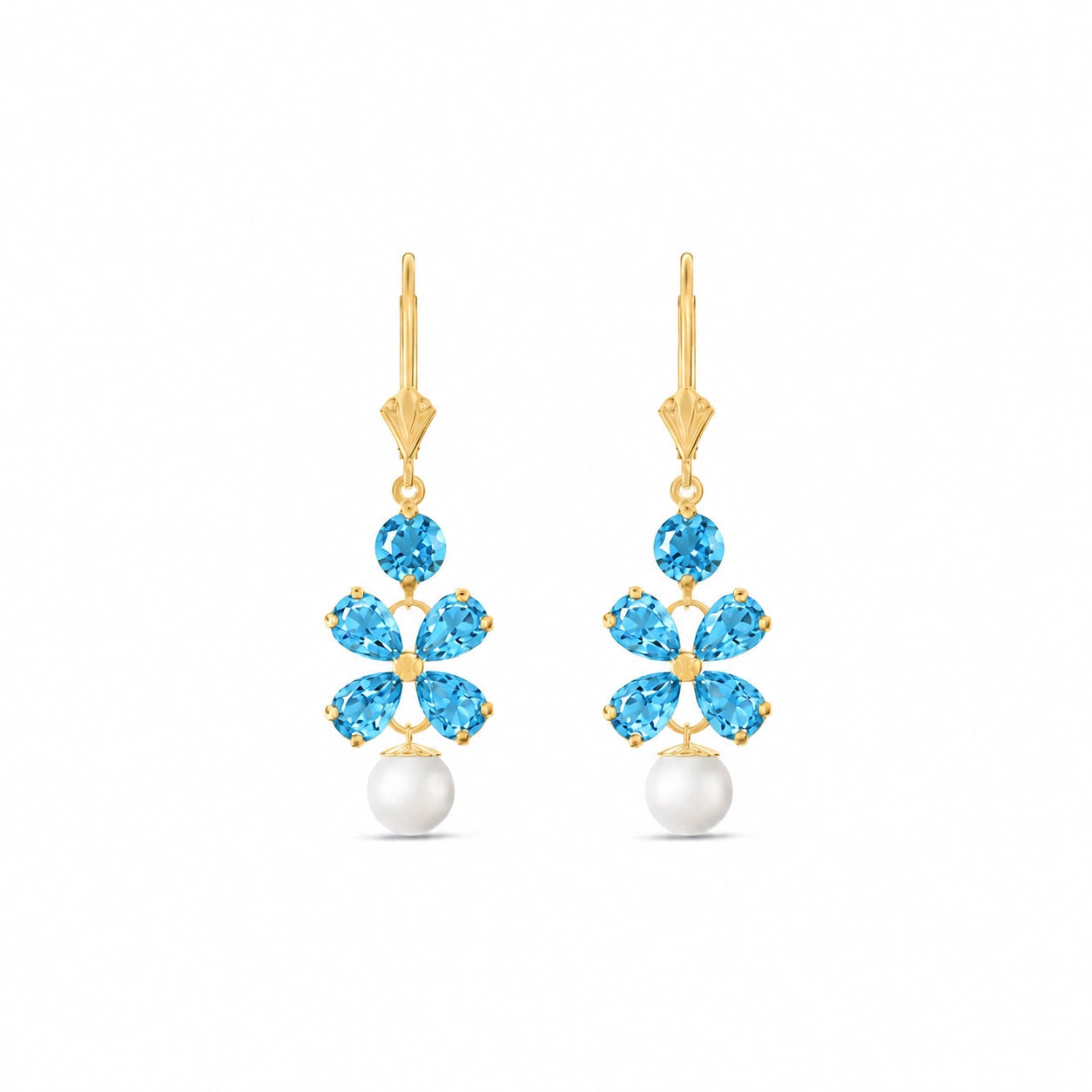 Yellow Gold Grace Earrings Blue Topaz 10K — Florinda