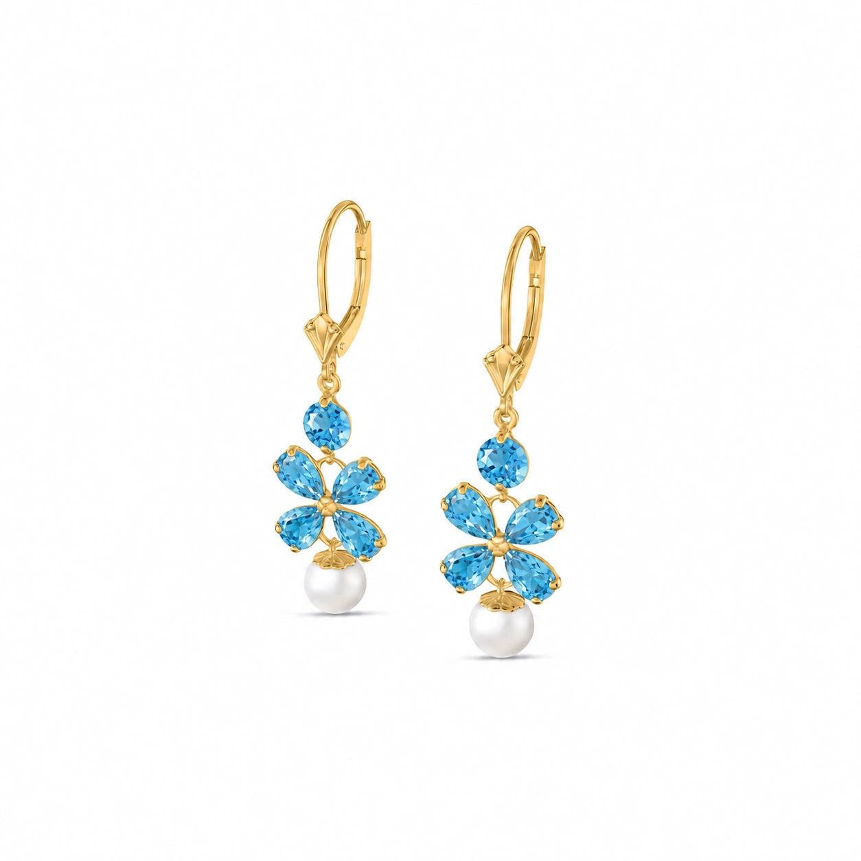 Yellow Gold Grace Earrings Blue Topaz 10K — Florinda
