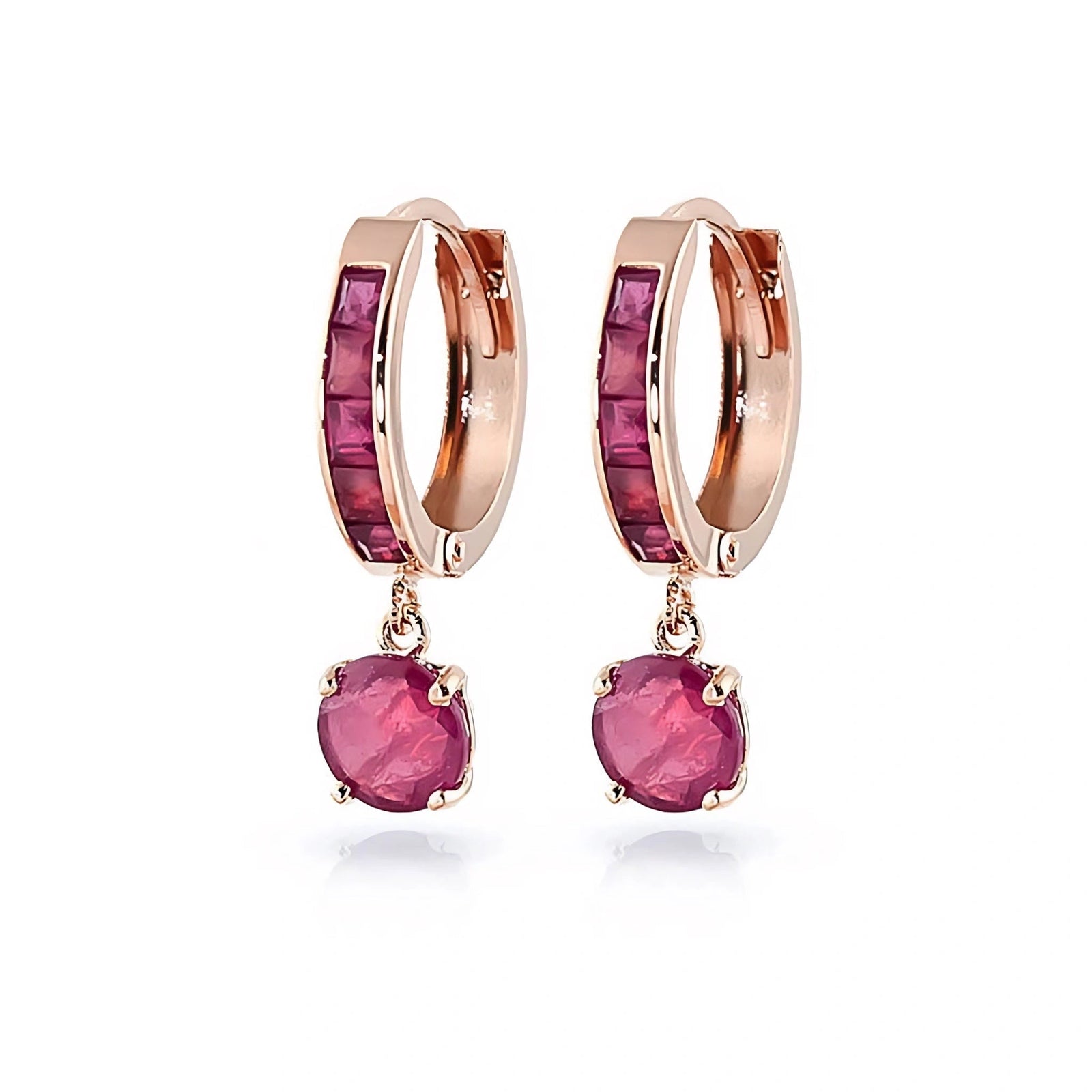 Rose Gold Bloom Drop Earrings Ruby 10K — Ersilia