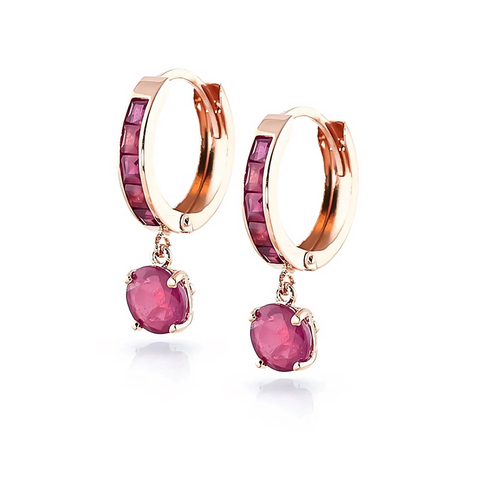 Rose Gold Bloom Drop Earrings Ruby 10K — Ersilia