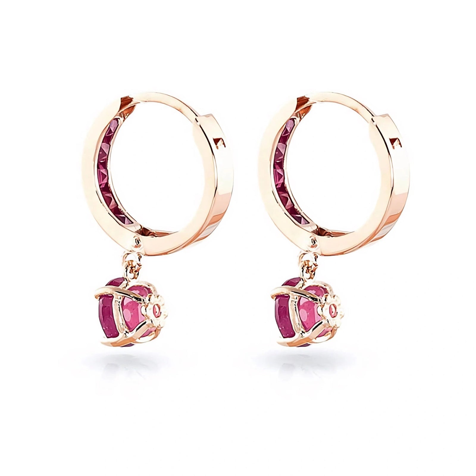 Rose Gold Bloom Drop Earrings Ruby 10K — Ersilia