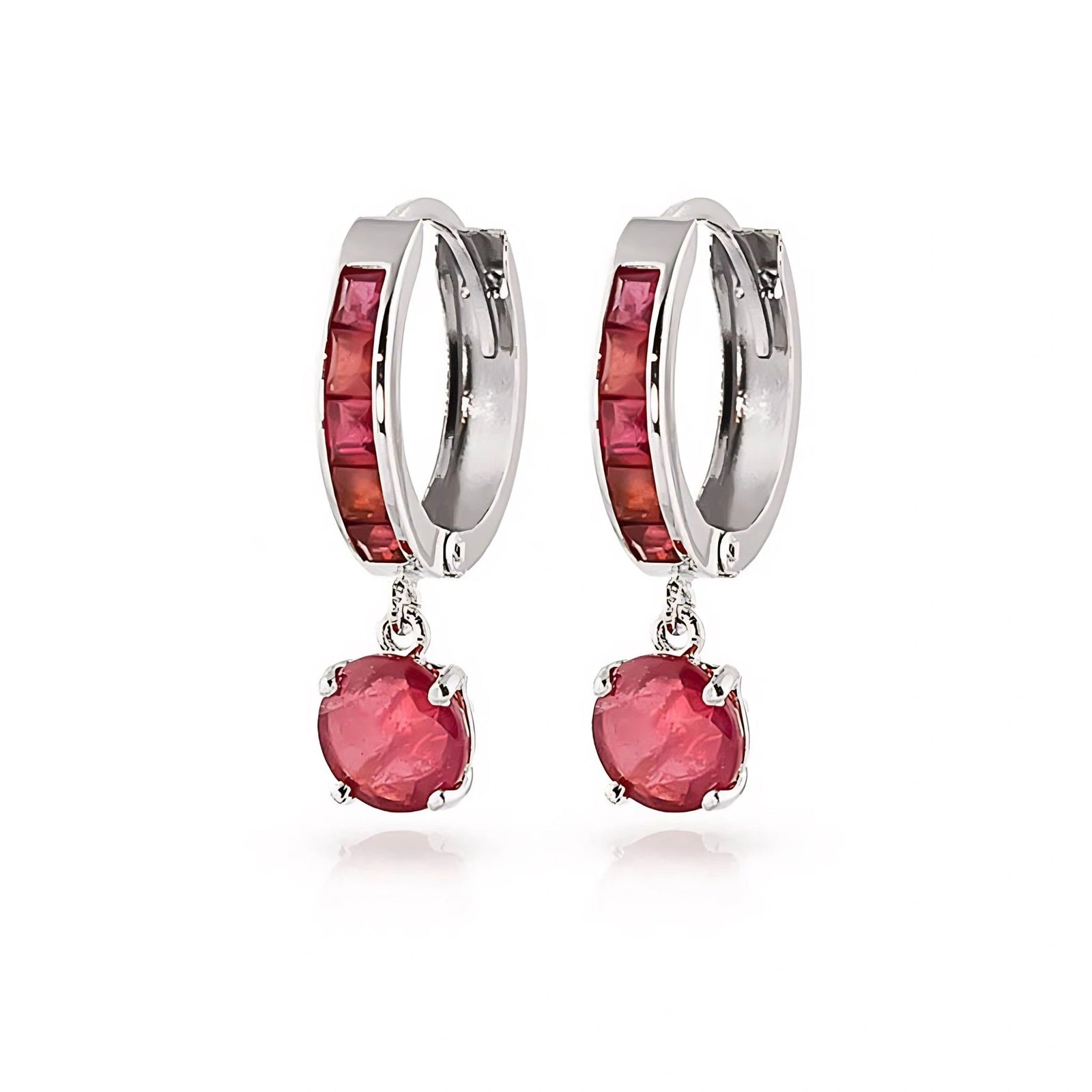 White Gold Bloom Drop Earrings Ruby 10K — Ersilia