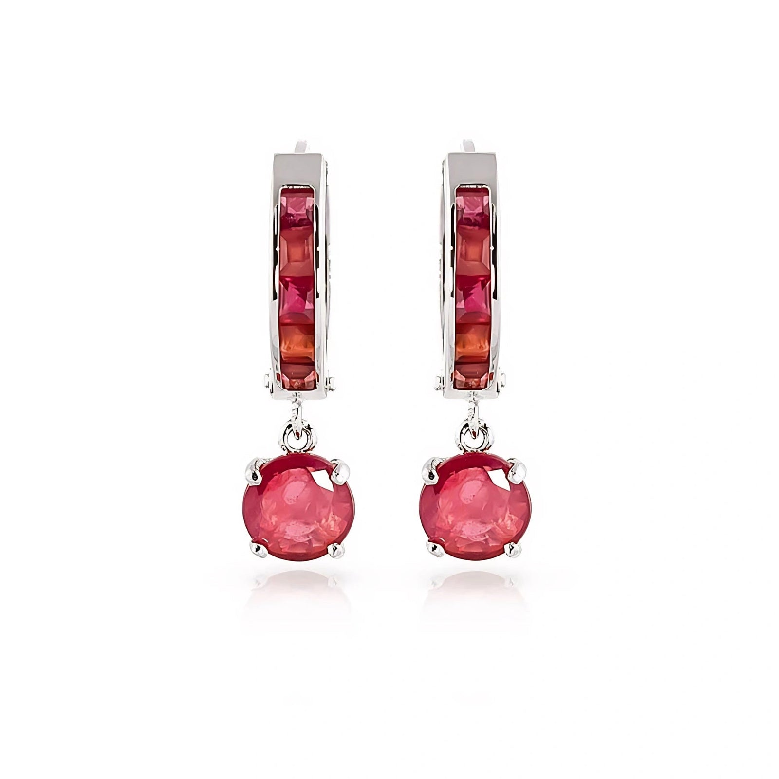 White Gold Bloom Drop Earrings Ruby 10K — Ersilia