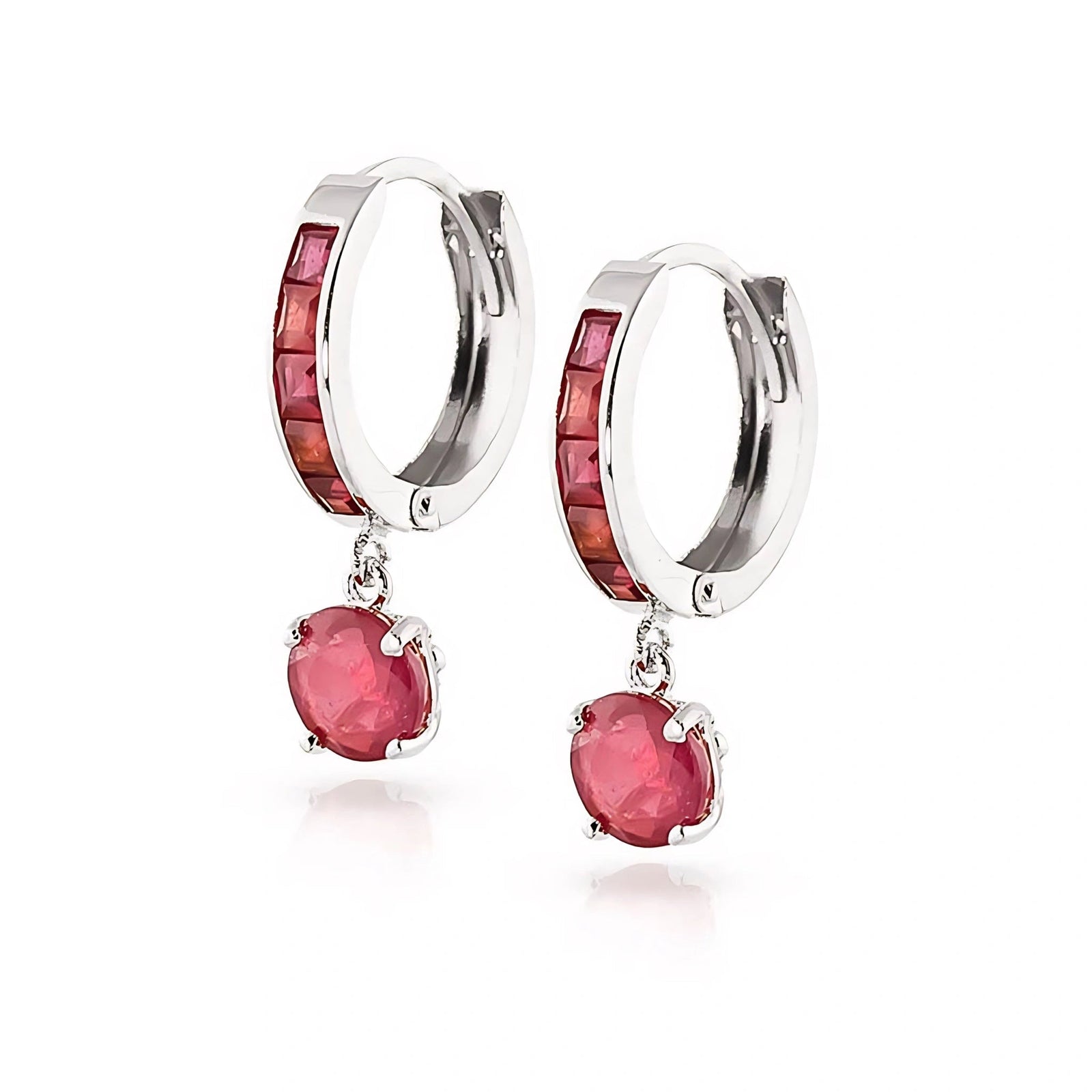 White Gold Bloom Drop Earrings Ruby 10K — Ersilia
