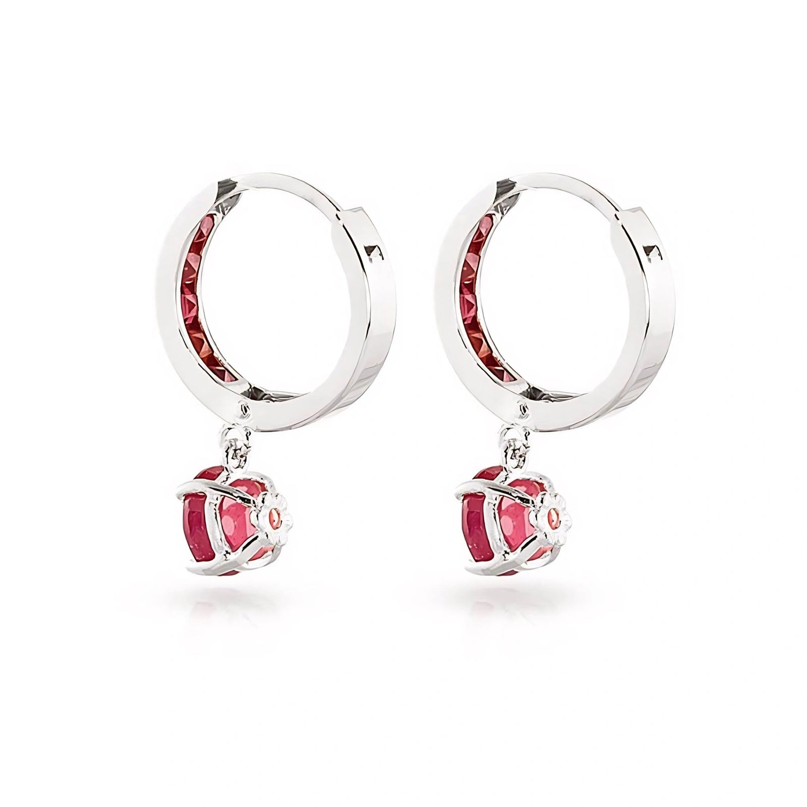 White Gold Bloom Drop Earrings Ruby 10K — Ersilia