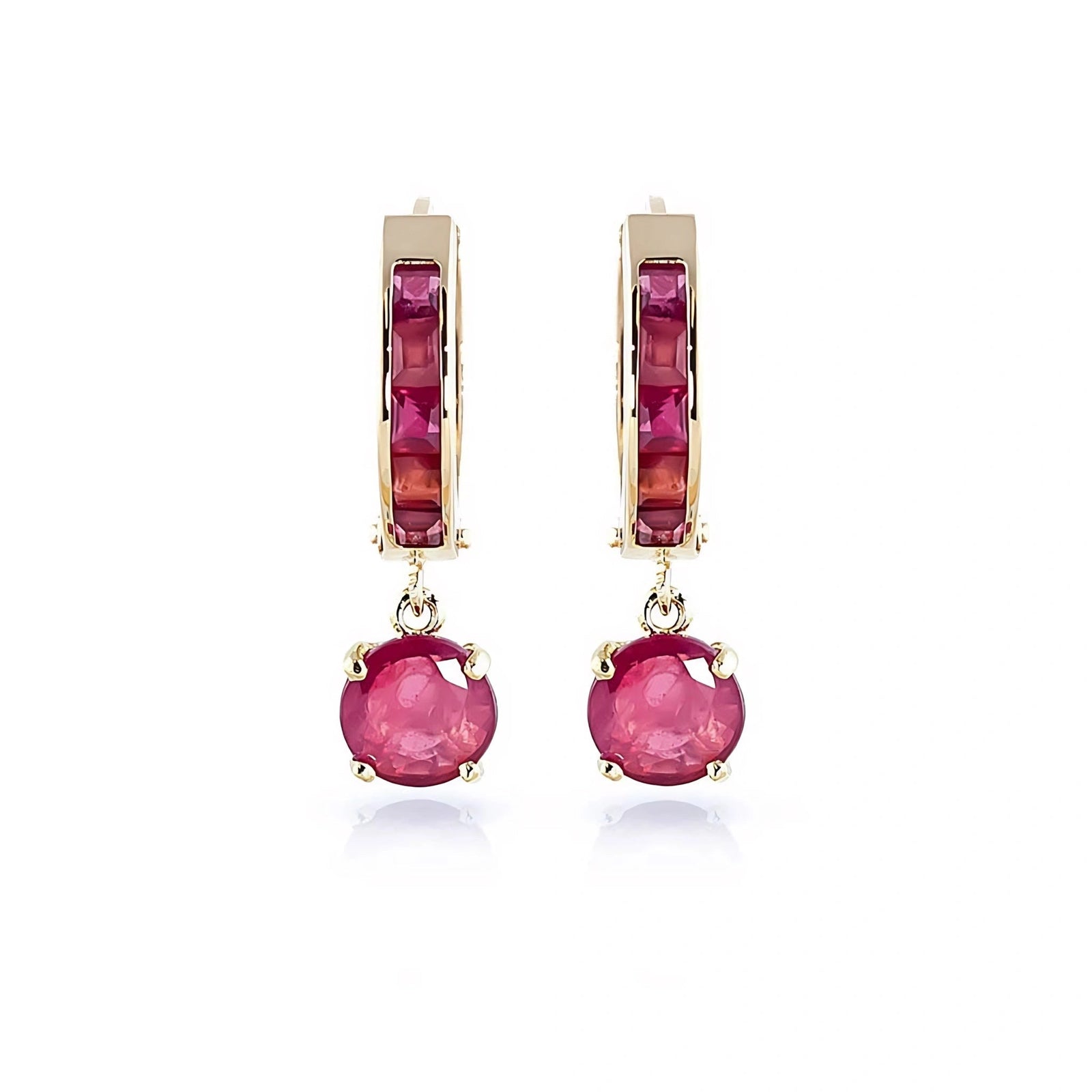 Yellow Gold Bloom Drop Earrings Ruby 10K — Ersilia