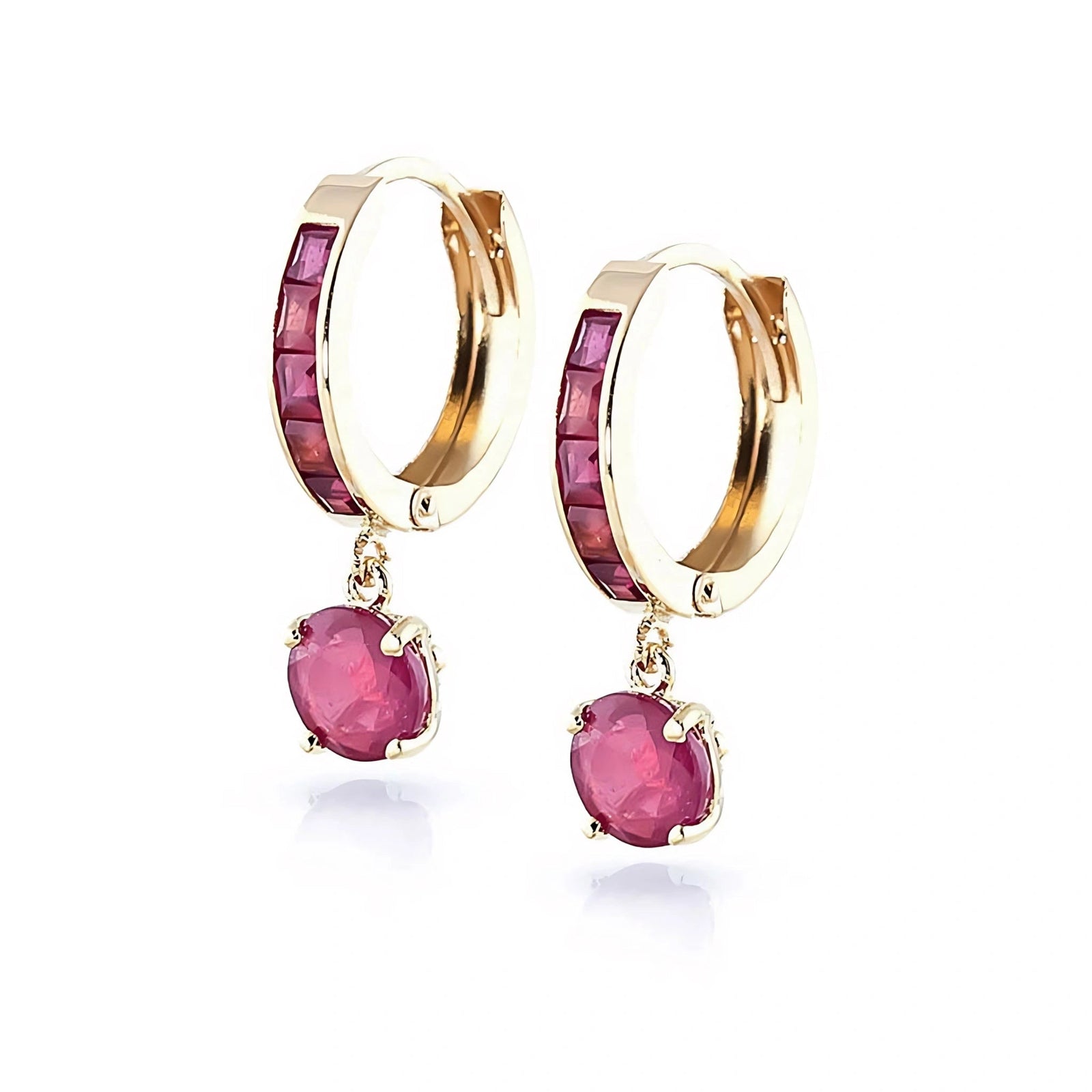 Yellow Gold Bloom Drop Earrings Ruby 10K — Ersilia