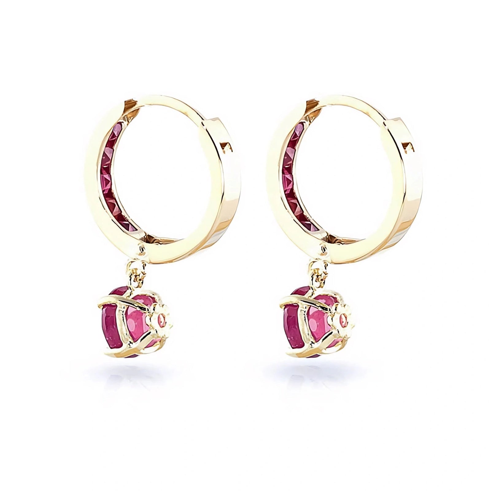 Yellow Gold Bloom Drop Earrings Ruby 10K — Ersilia