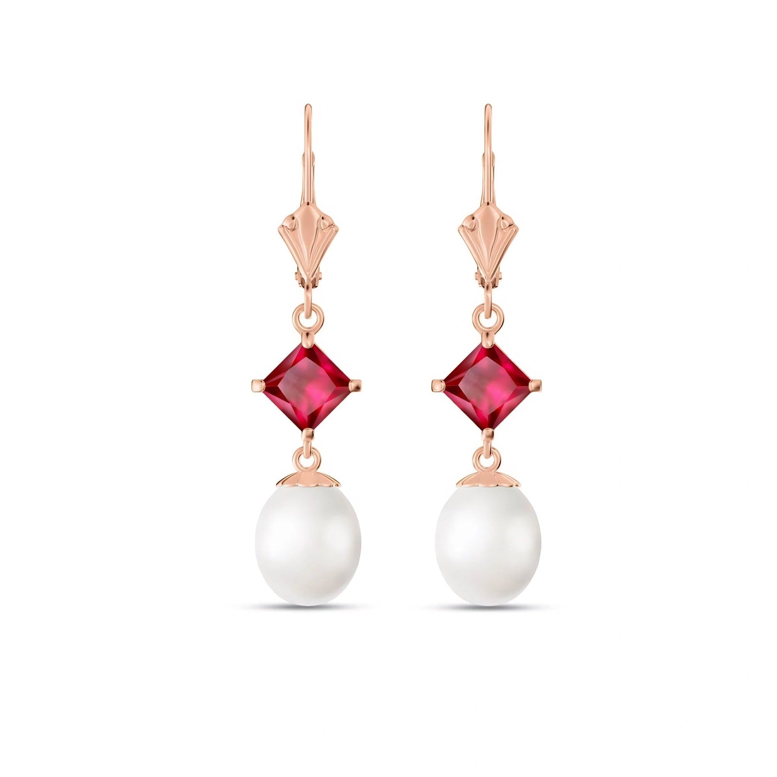 Rose Gold Earrings Pearl 10K — Emerenziana
