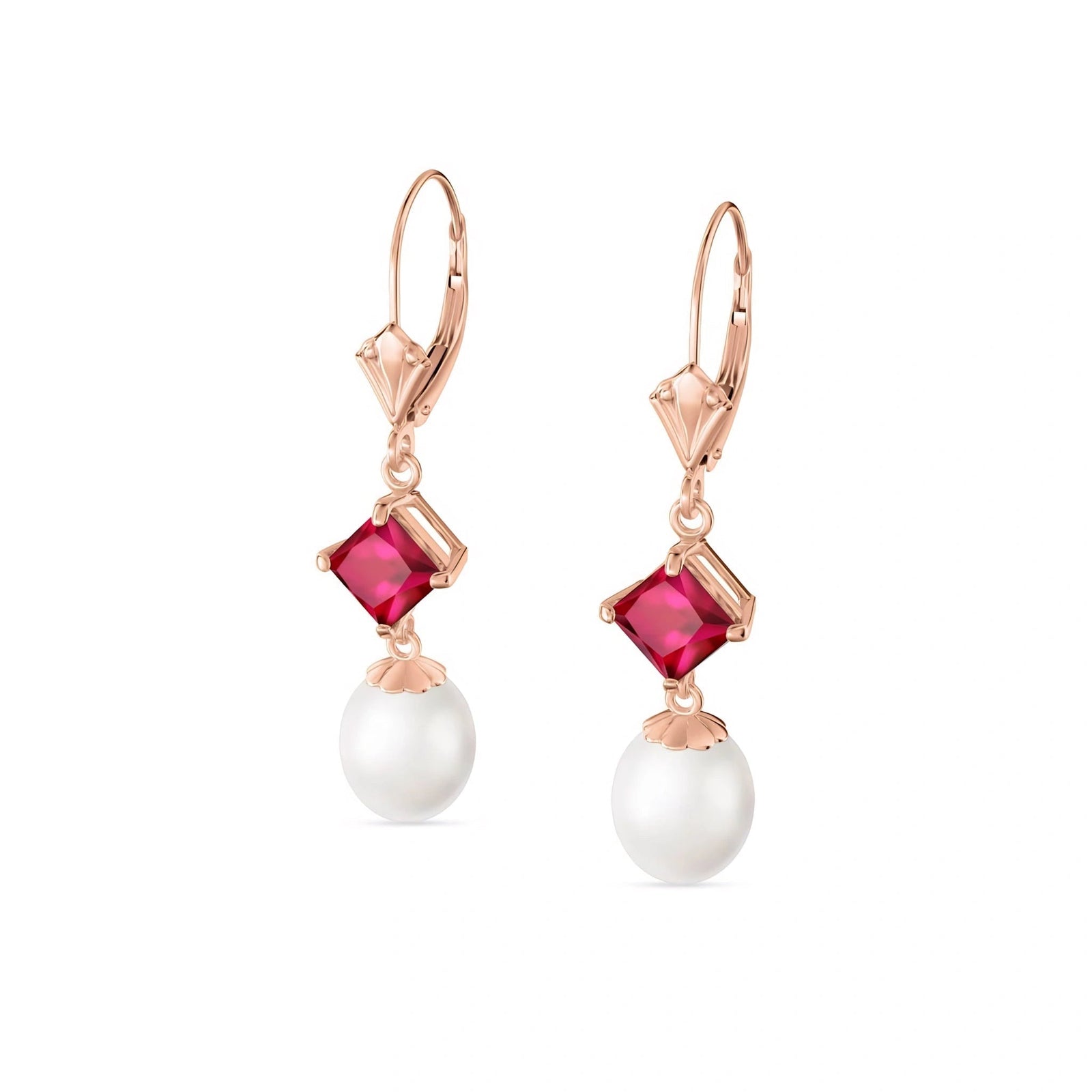 Rose Gold Earrings Pearl 10K — Emerenziana