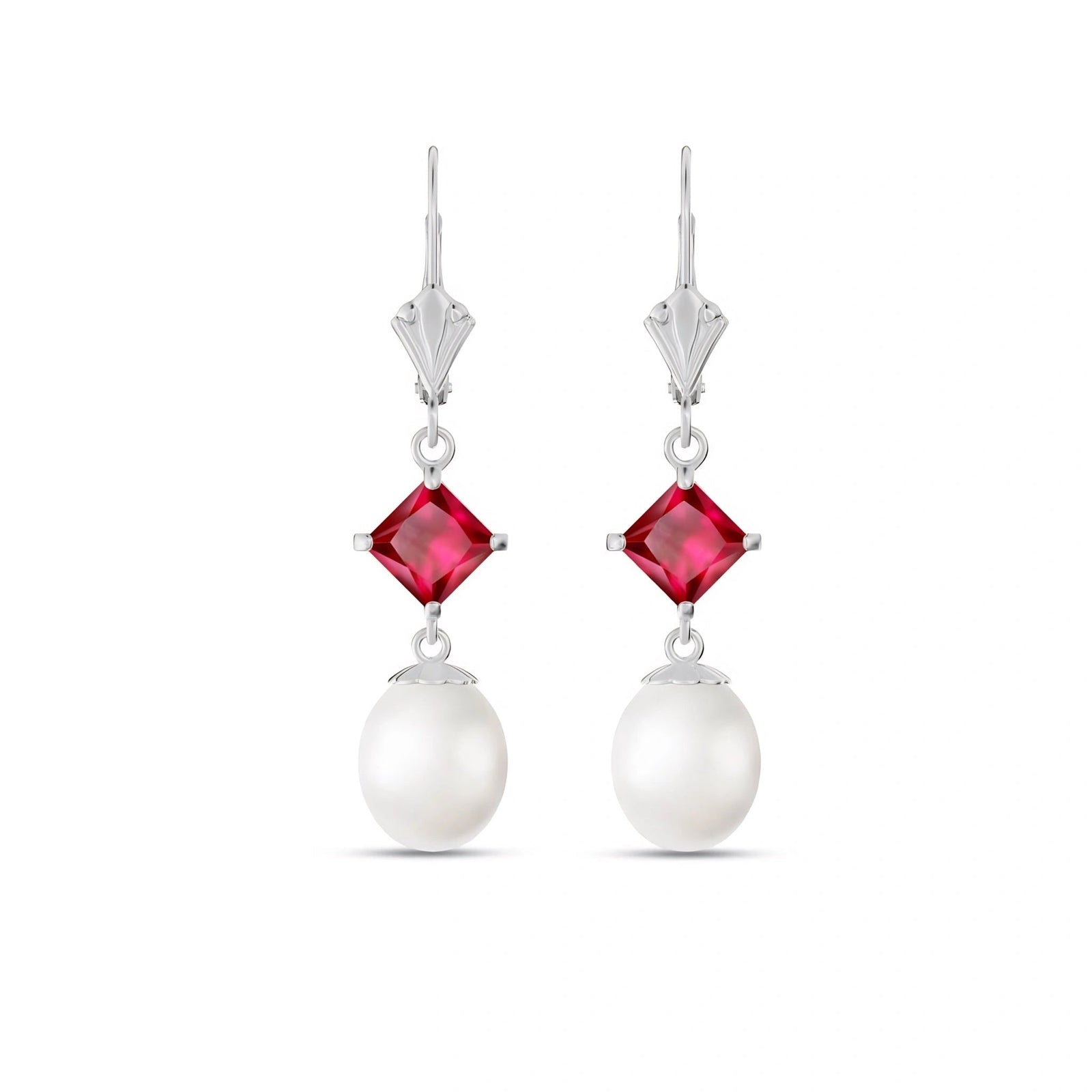 White Gold Earrings Pearl 10K — Emerenziana