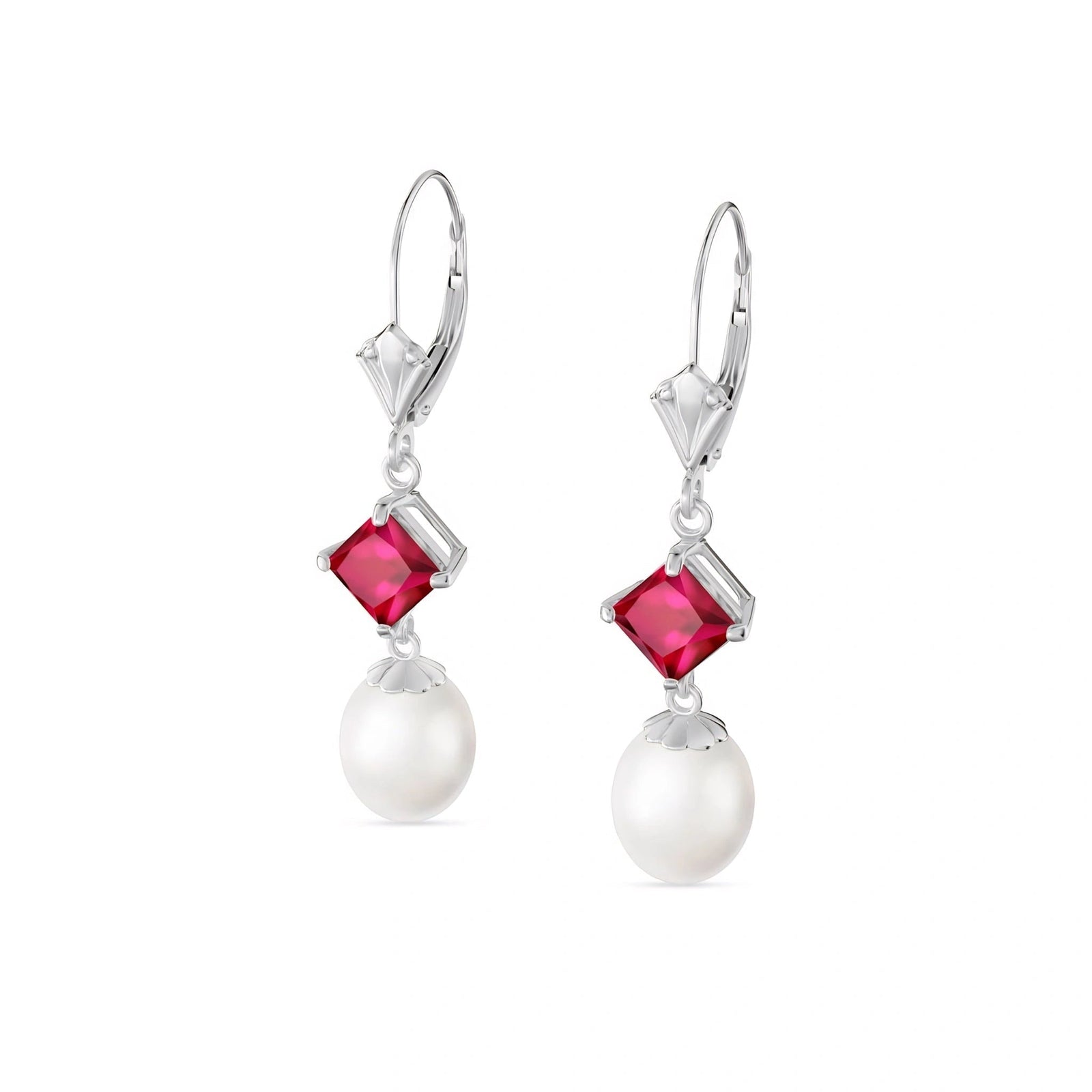 White Gold Earrings Pearl 10K — Emerenziana