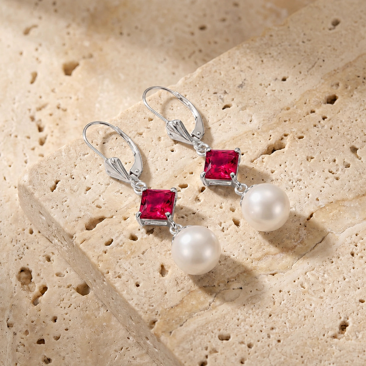 White Gold Earrings Pearl 10K — Emerenziana
