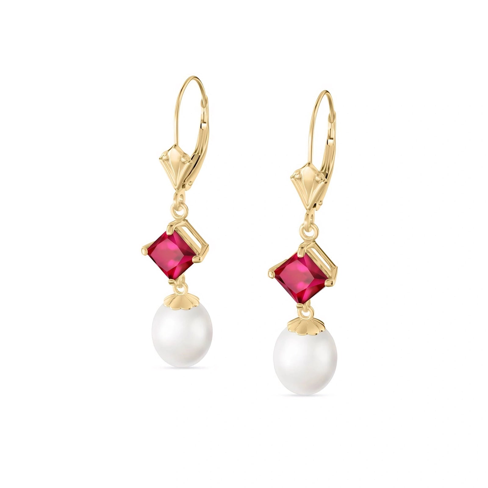 Yellow Gold Earrings Pearl 10K — Emerenziana
