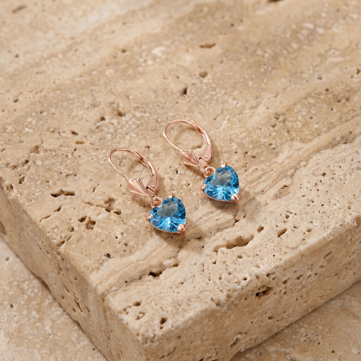 Rose Gold Eternal Earrings Blue Topaz 10K — Perla