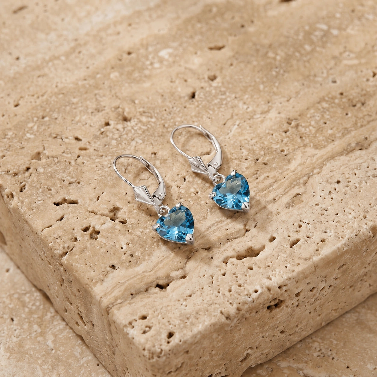 White Gold Eternal Earrings Blue Topaz 10K — Perla