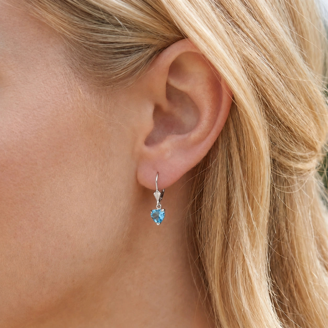 White Gold Eternal Earrings Blue Topaz 10K — Perla