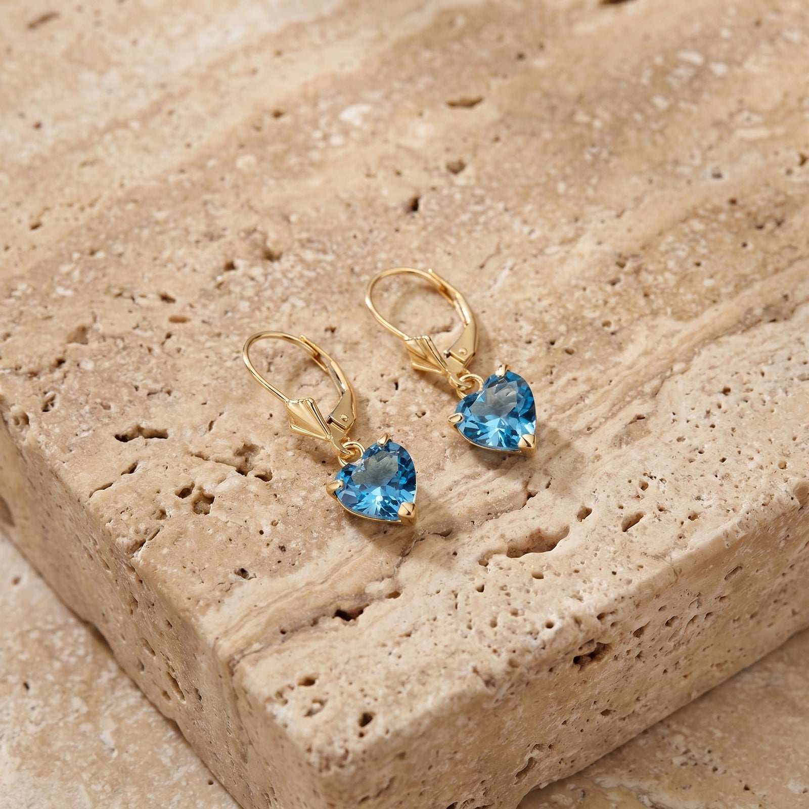 Yellow Gold Eternal Earrings Blue Topaz 10K — Perla