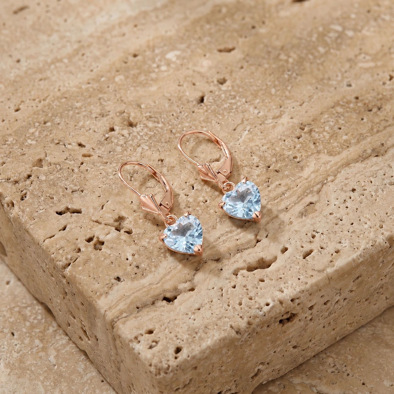Rose Gold Eternal Earrings Aquamarine 10K — Perla