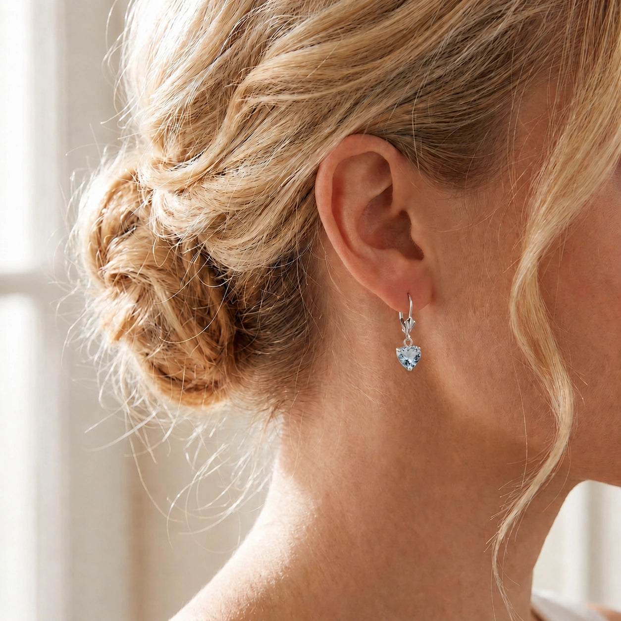 White Gold Eternal Earrings Aquamarine 10K — Perla