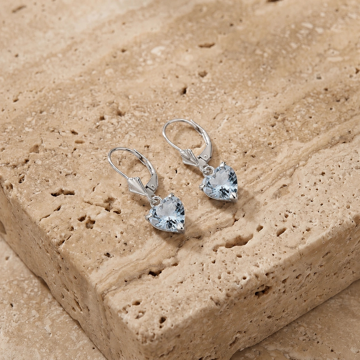 White Gold Eternal Earrings Aquamarine 10K — Perla