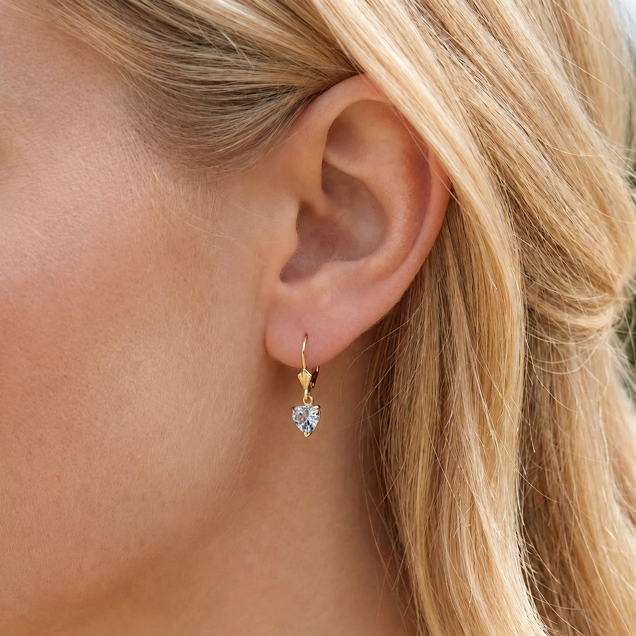 Yellow Gold Eternal Earrings Aquamarine 10K — Perla