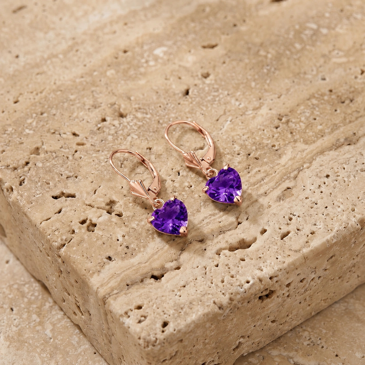 Rose Gold Eternal Earrings Amethyst 10K — Perla