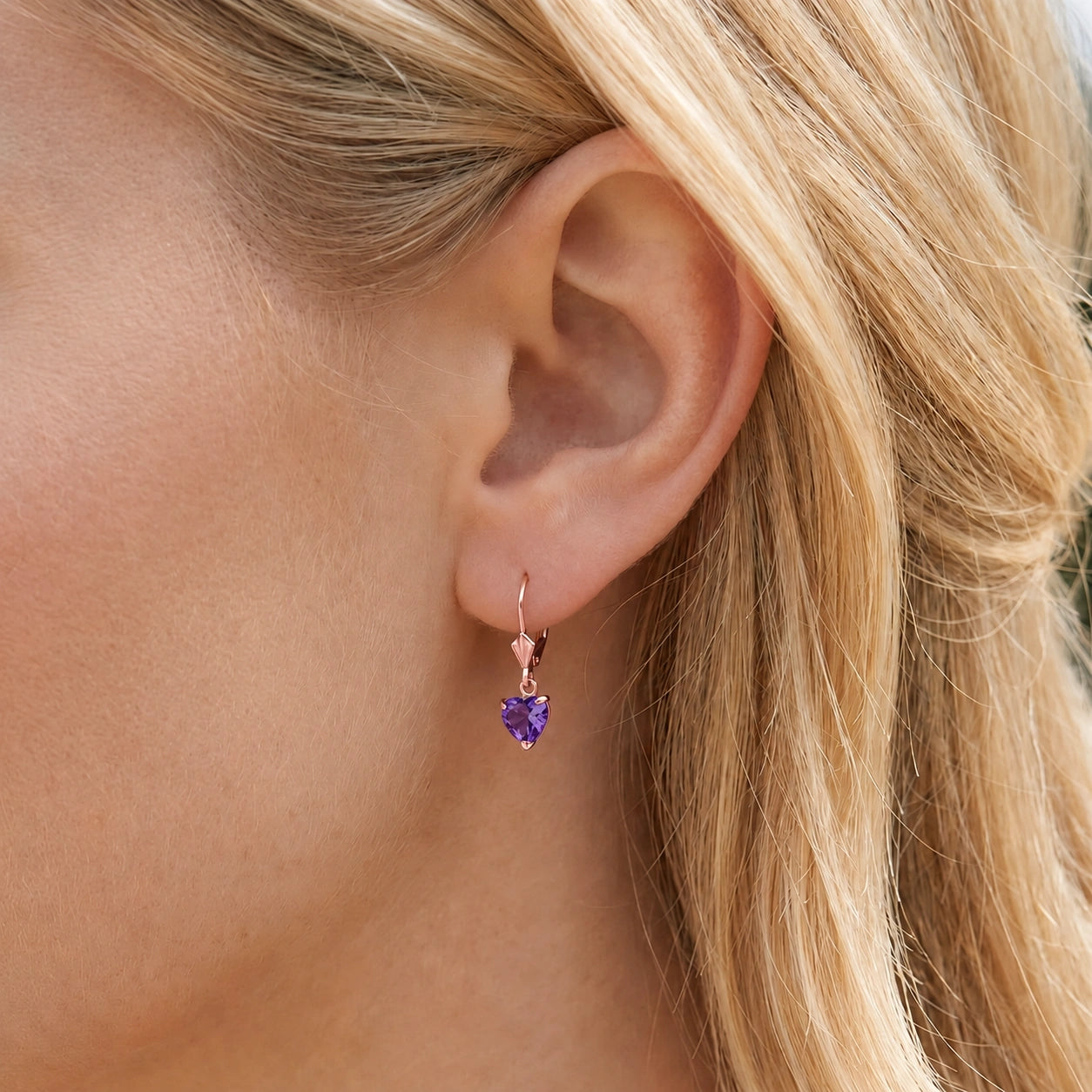 Rose Gold Eternal Earrings Amethyst 10K — Perla