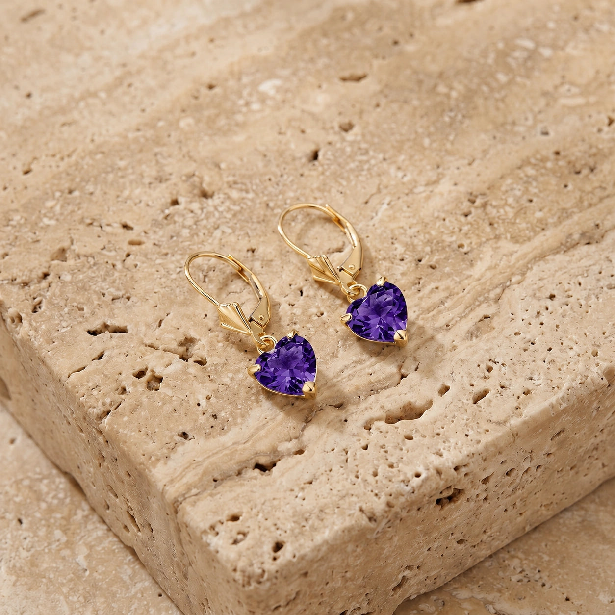 Yellow Gold Eternal Earrings Amethyst 10K — Perla