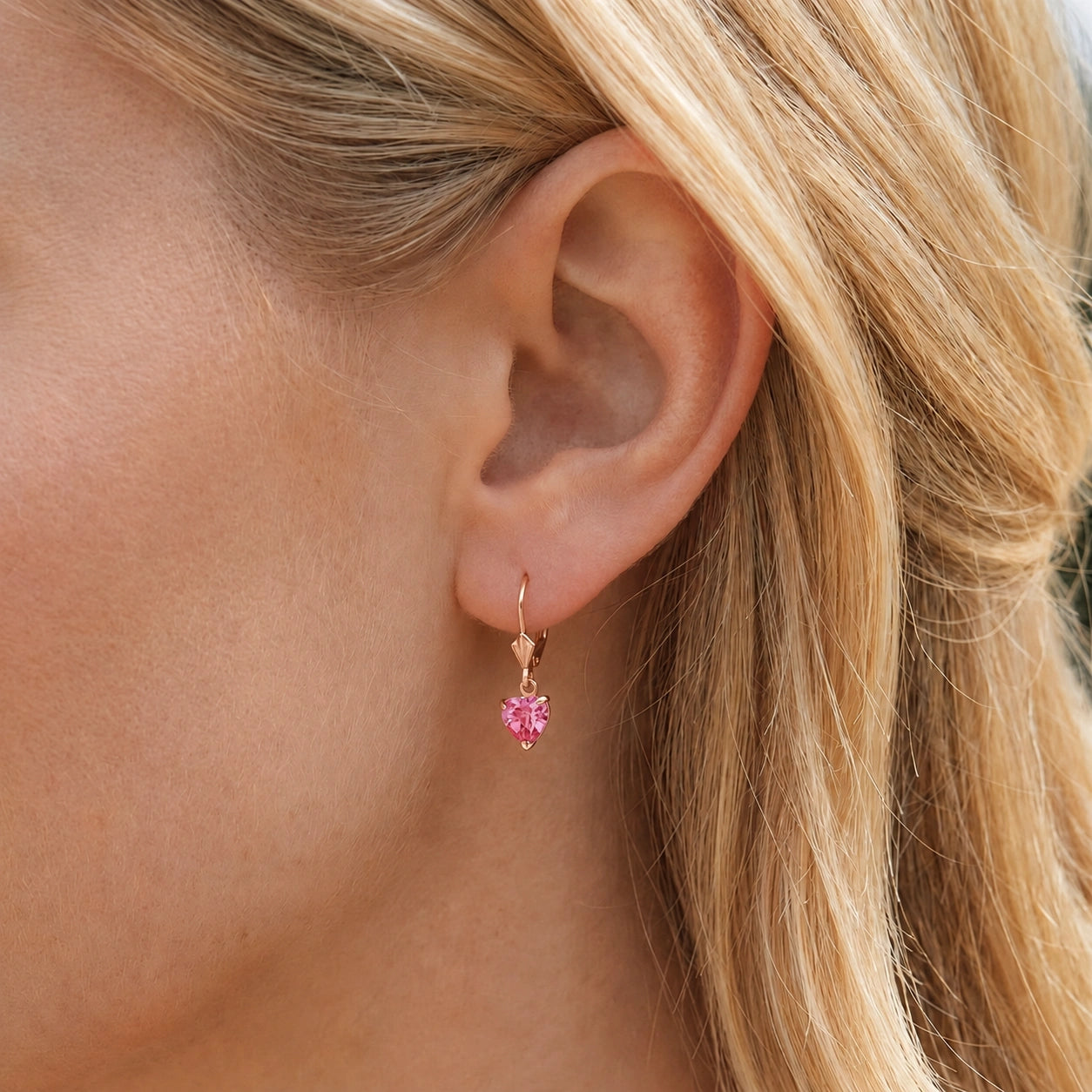 Rose Gold Eternal Earrings Pink Topaz 10K — Perla