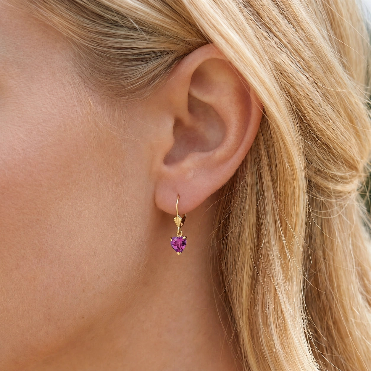 Yellow Gold Eternal Earrings Pink Topaz 10K — Perla