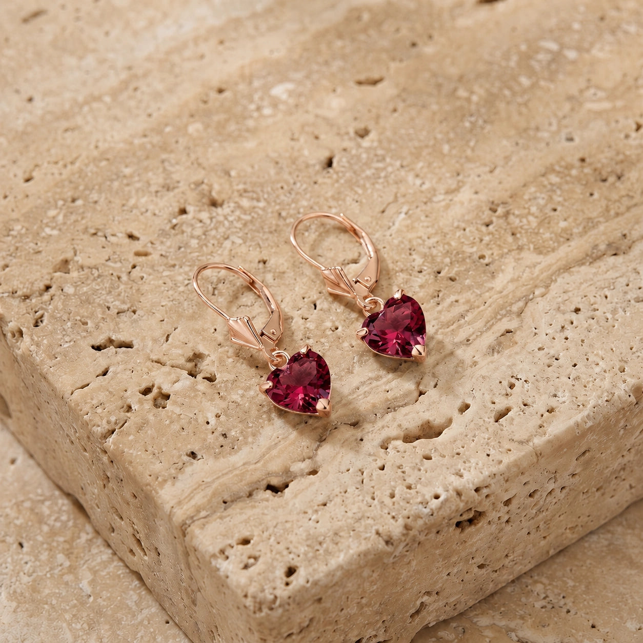 Rose Gold Eternal Earrings Garnet 10K — Perla
