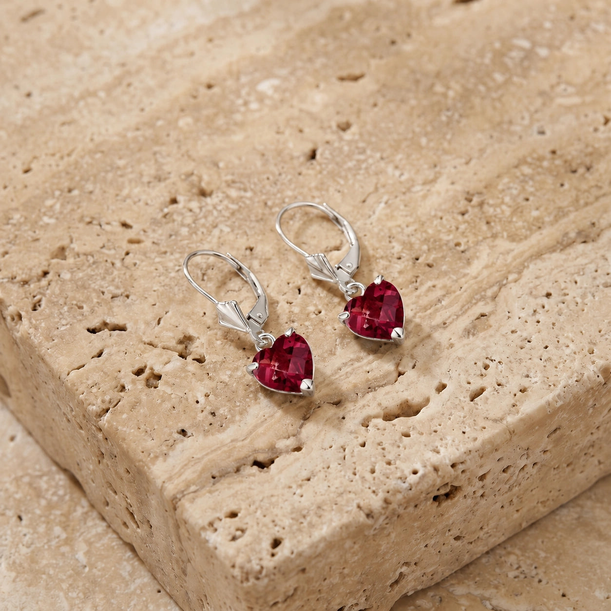 White Gold Eternal Earrings Garnet 10K — Perla