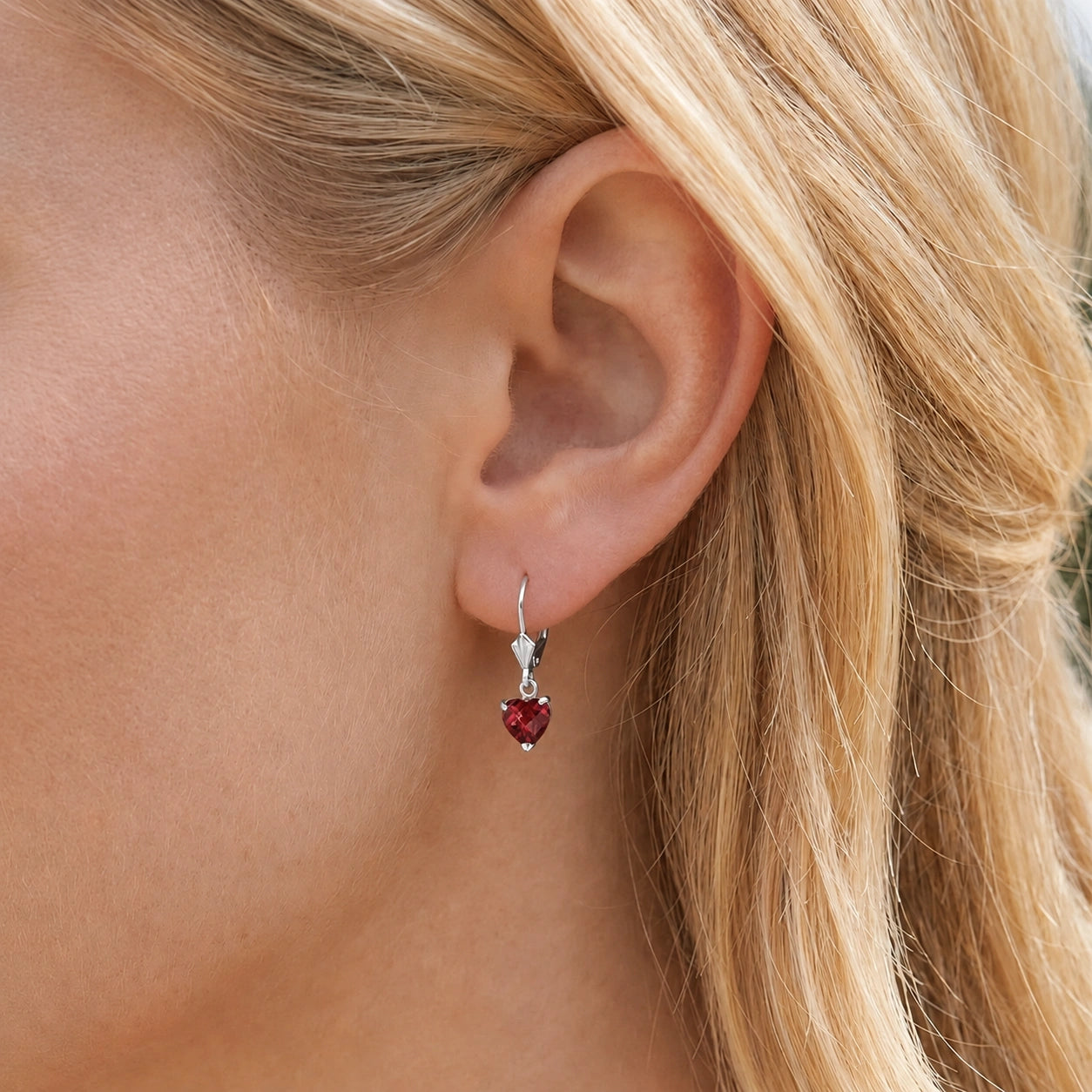 White Gold Eternal Earrings Garnet 10K — Perla