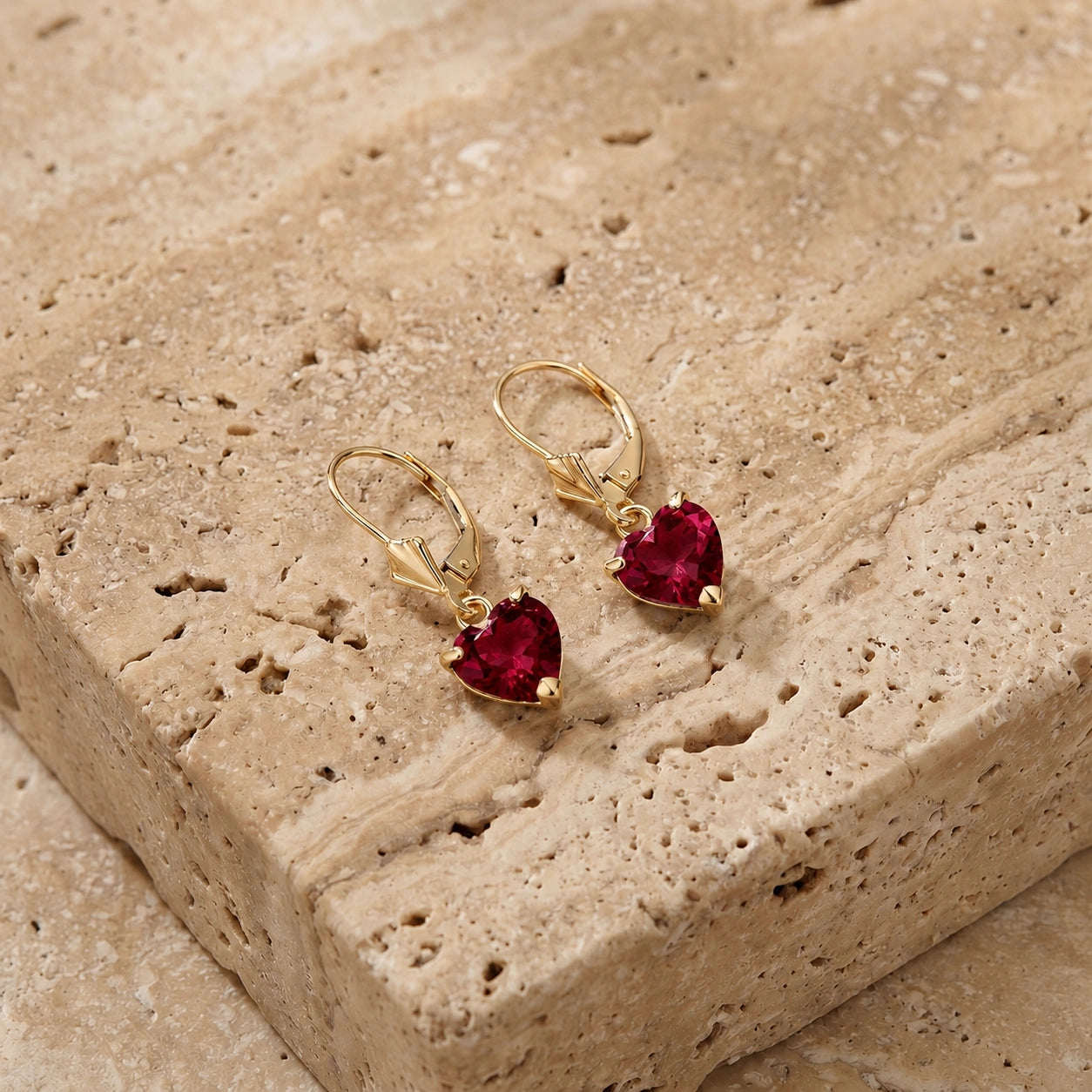Yellow Gold Eternal Earrings Garnet 10K — Perla