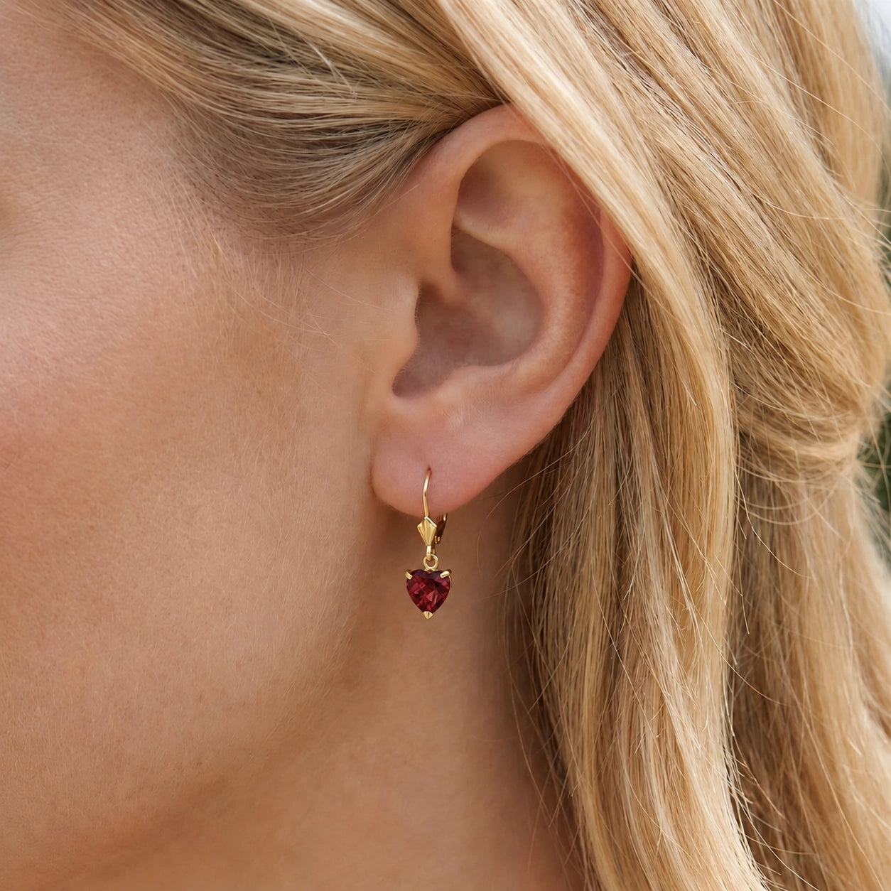 Yellow Gold Eternal Earrings Garnet 10K — Perla