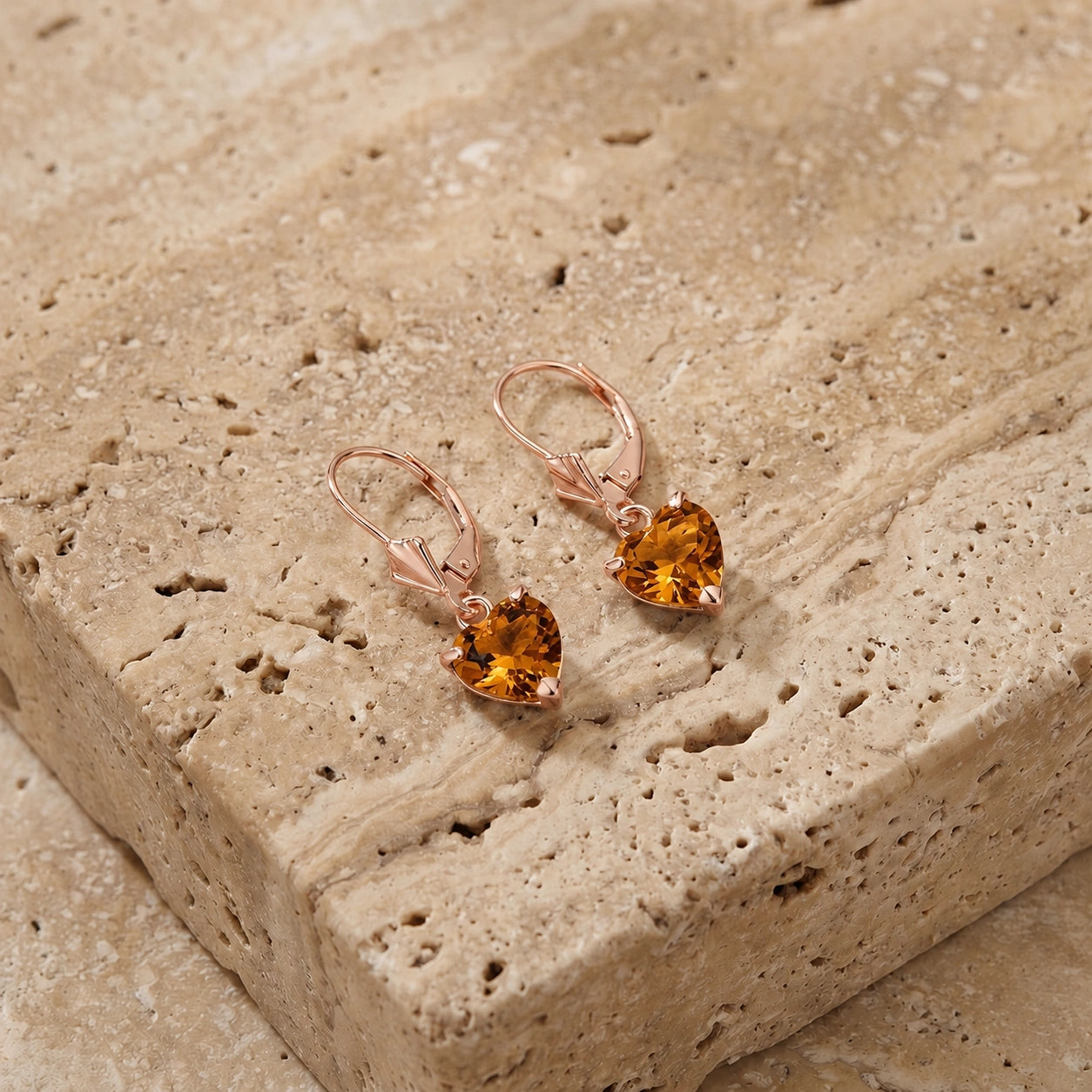 Rose Gold Eternal Earrings Citrine 10K — Perla