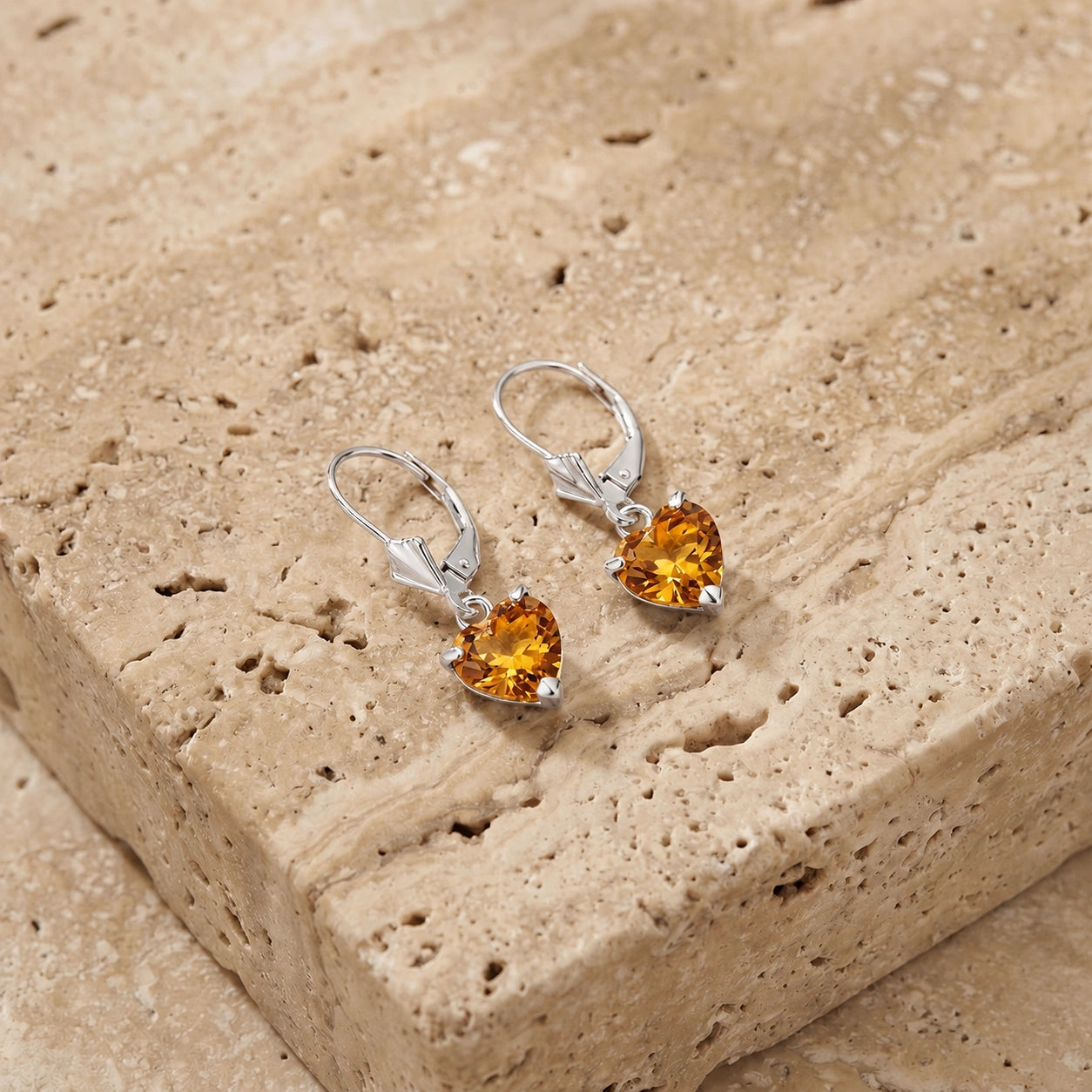 White Gold Eternal Earrings Citrine 10K — Perla