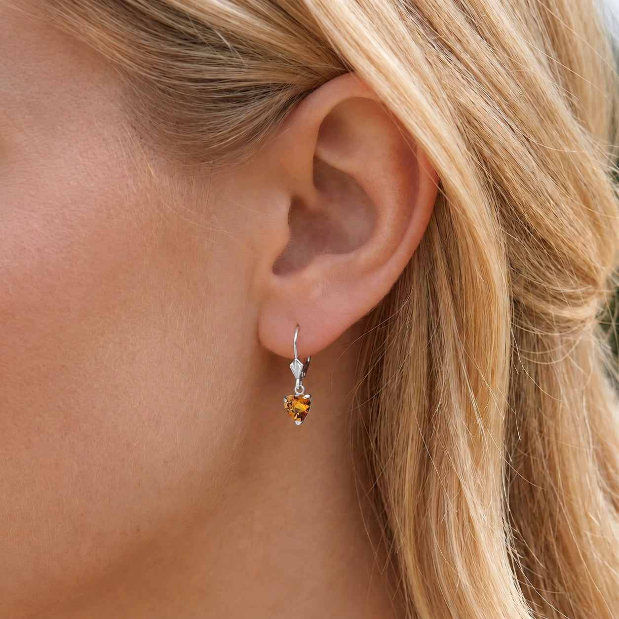 White Gold Eternal Earrings Citrine 10K — Perla
