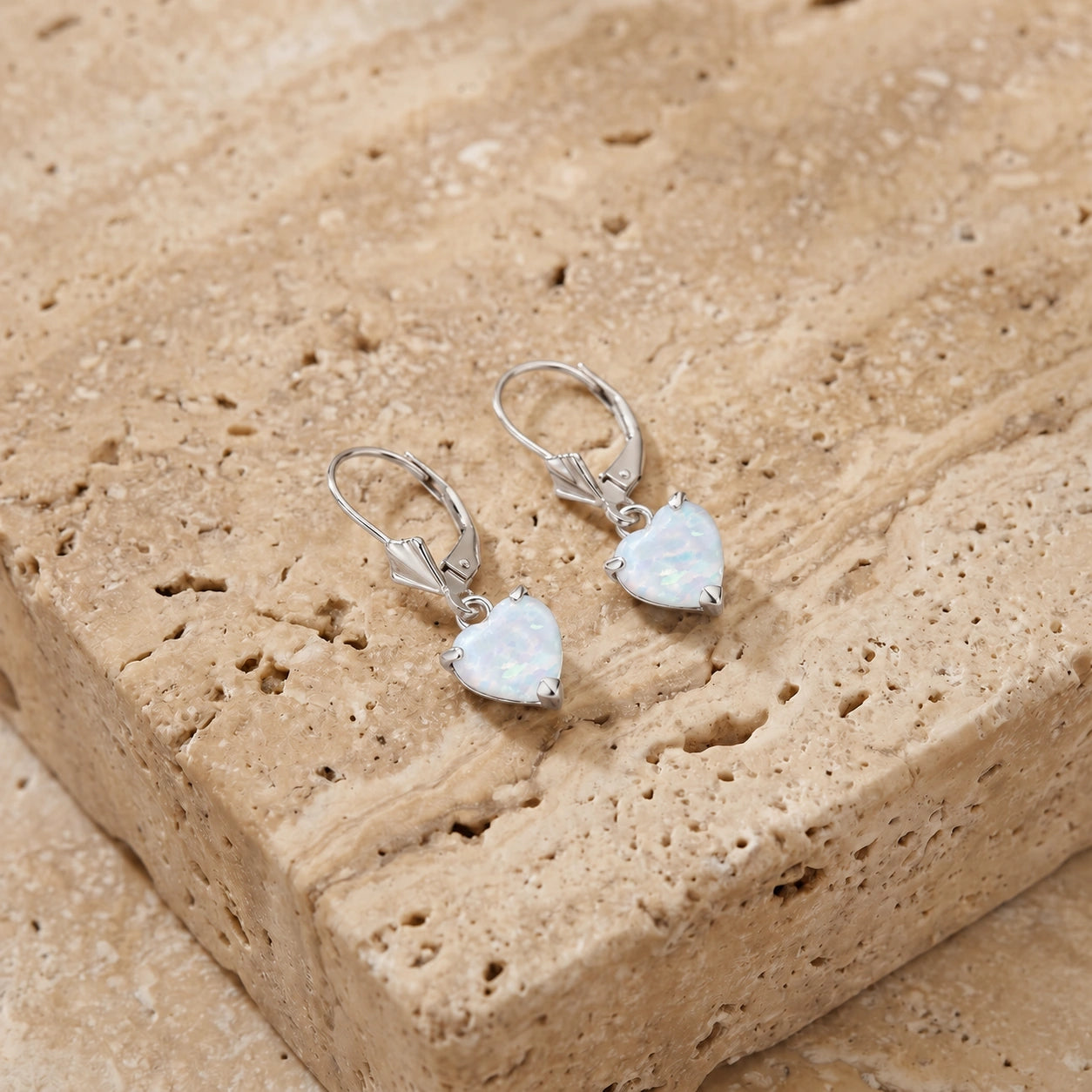 White Gold Eternal Earrings Opal 10K — Perla