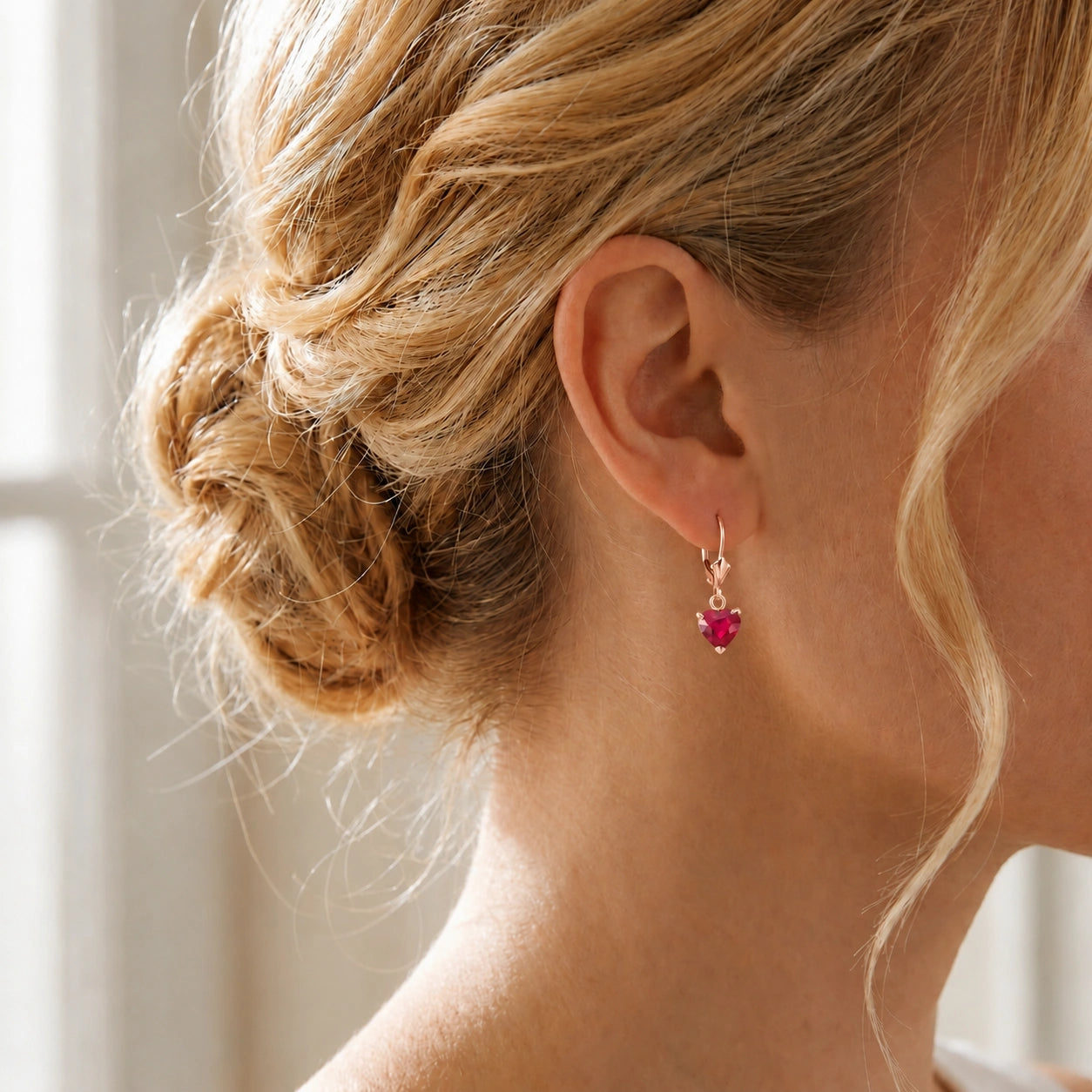 Rose Gold Eternal Earrings Ruby 10K — Perla