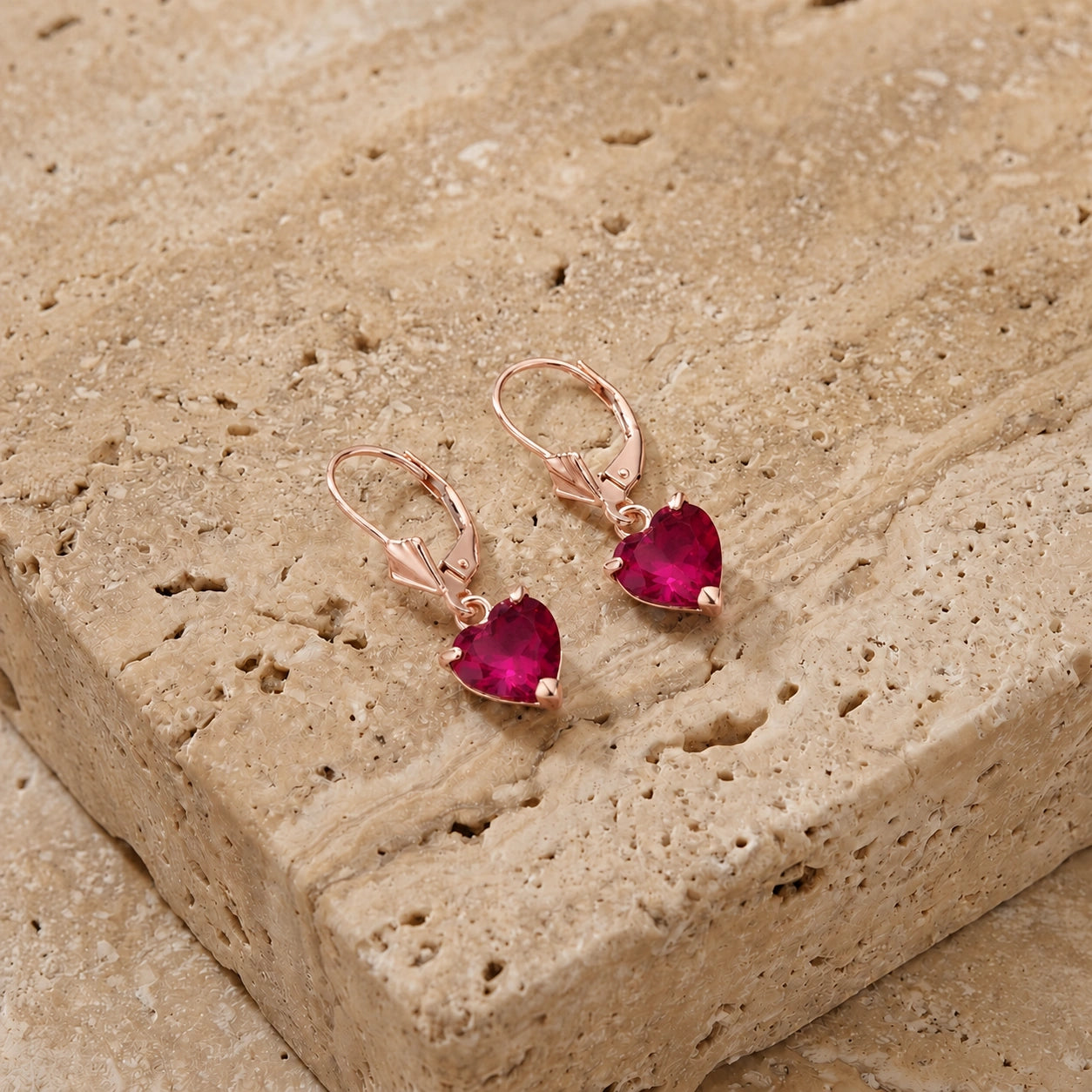 Rose Gold Eternal Earrings Ruby 10K — Perla