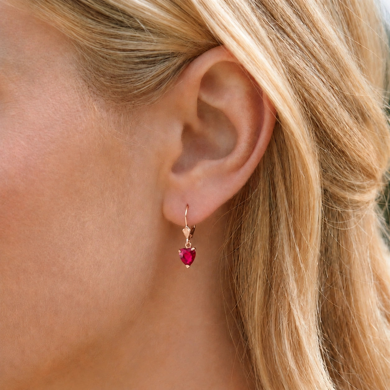 Rose Gold Eternal Earrings Ruby 10K — Perla