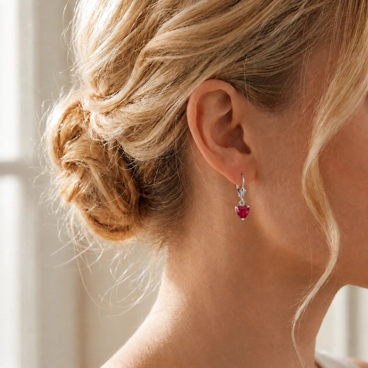 White Gold Eternal Earrings Ruby 10K — Perla