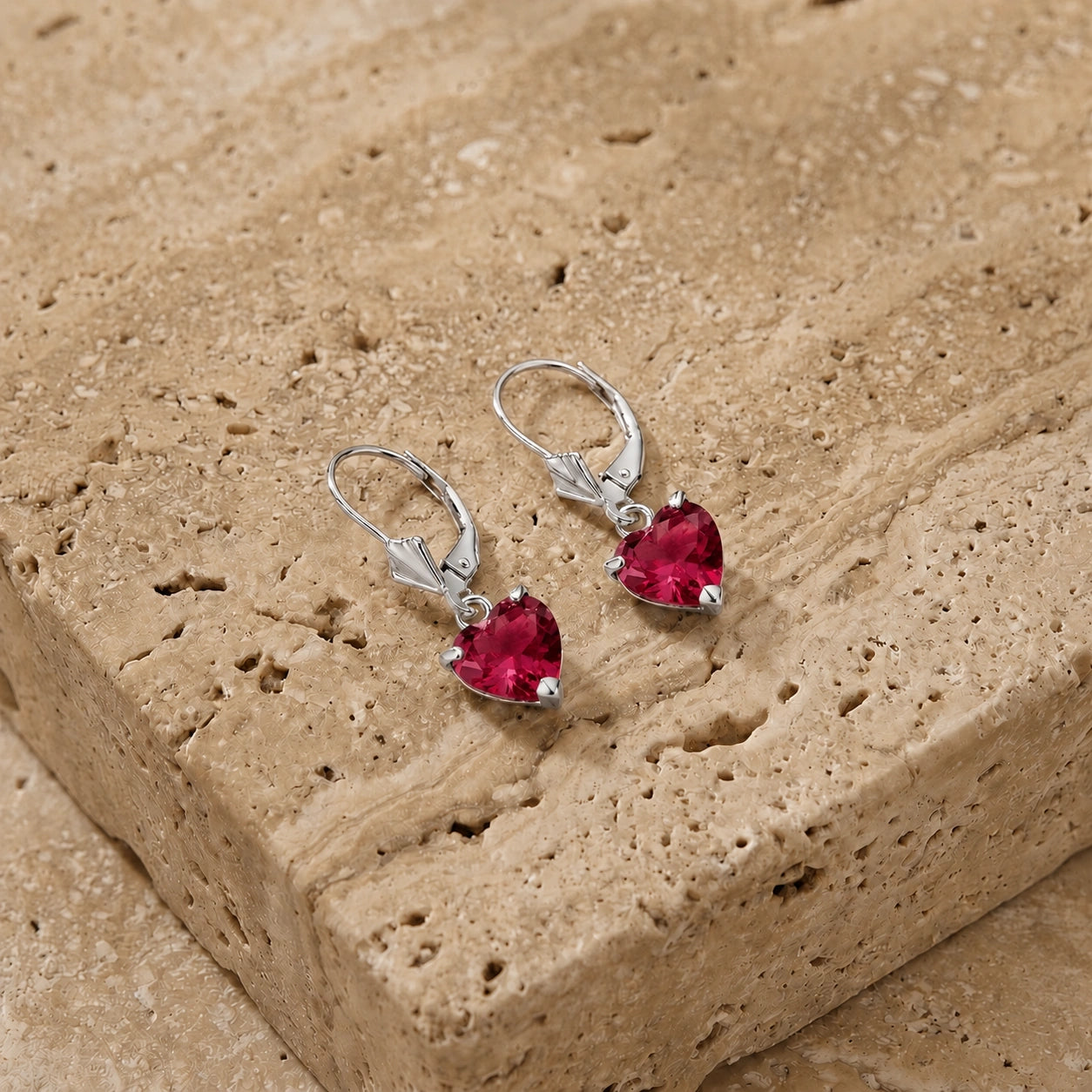 White Gold Eternal Earrings Ruby 10K — Perla