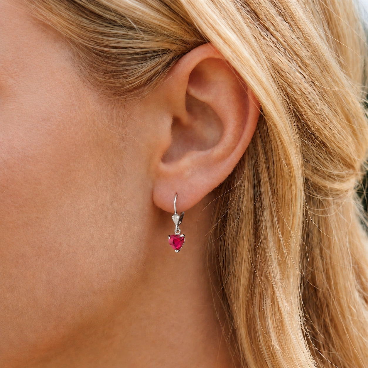 White Gold Eternal Earrings Ruby 10K — Perla