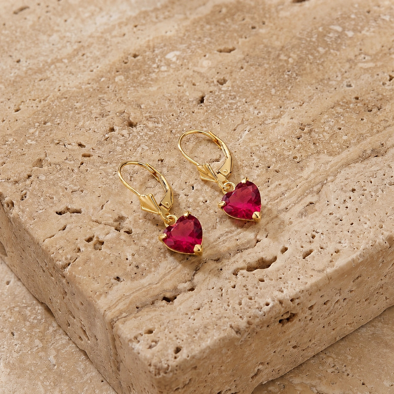 Yellow Gold Eternal Earrings Ruby 10K — Perla