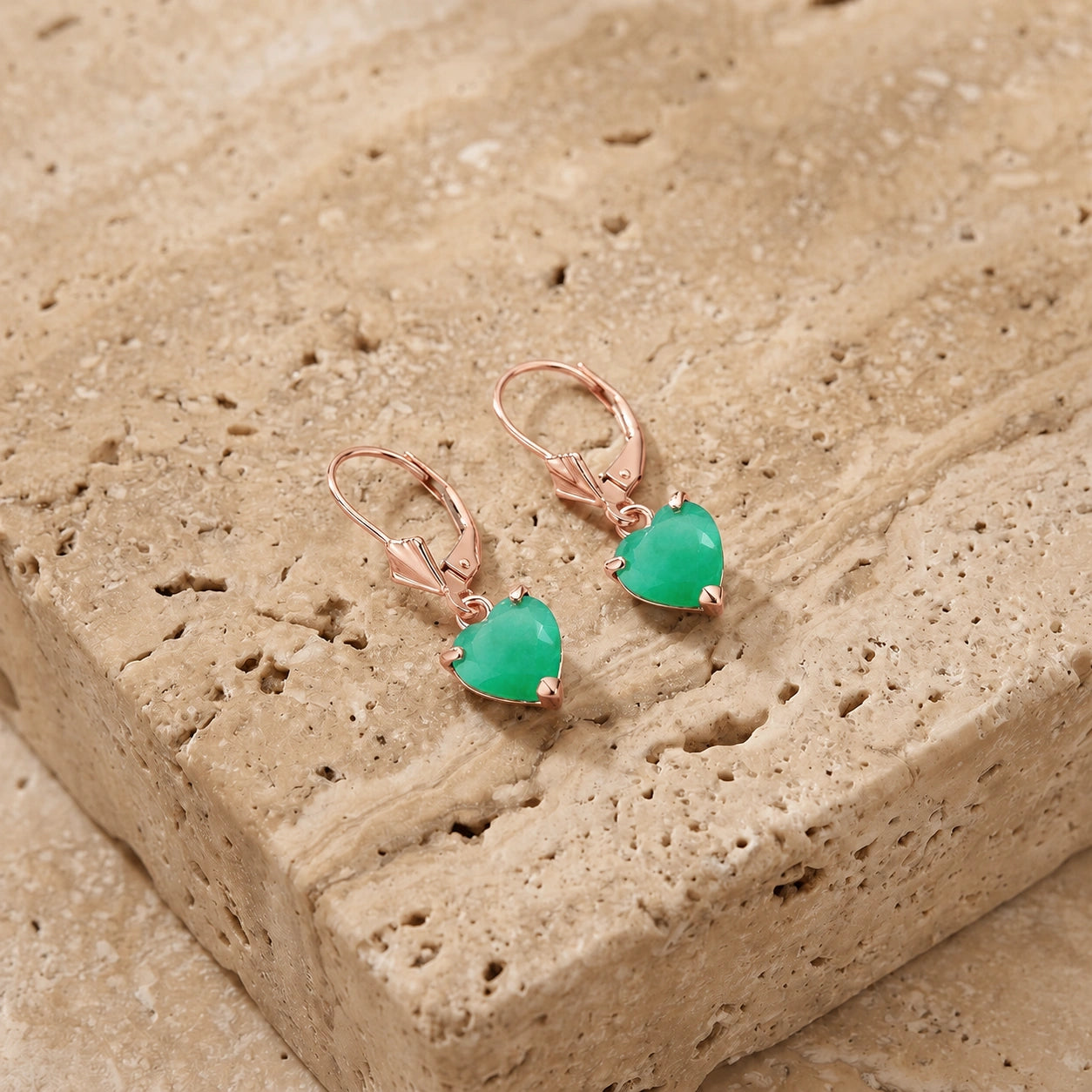 Rose Gold Eternal Earrings Emerald 10K — Perla