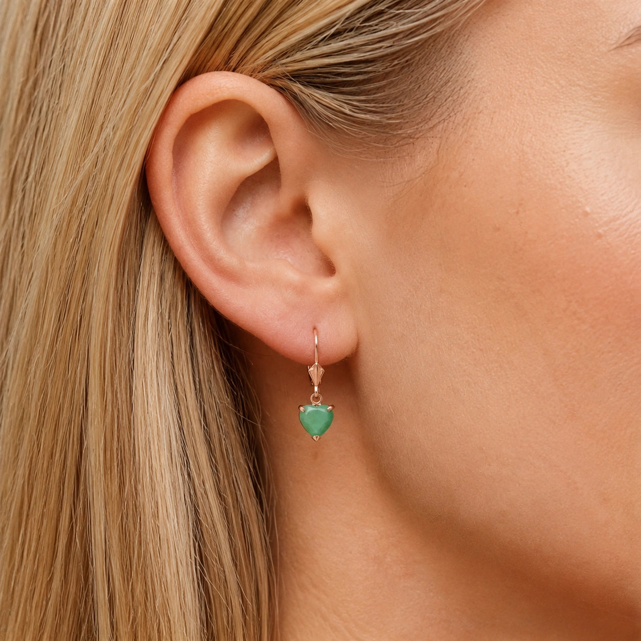 Rose Gold Eternal Earrings Emerald 10K — Perla