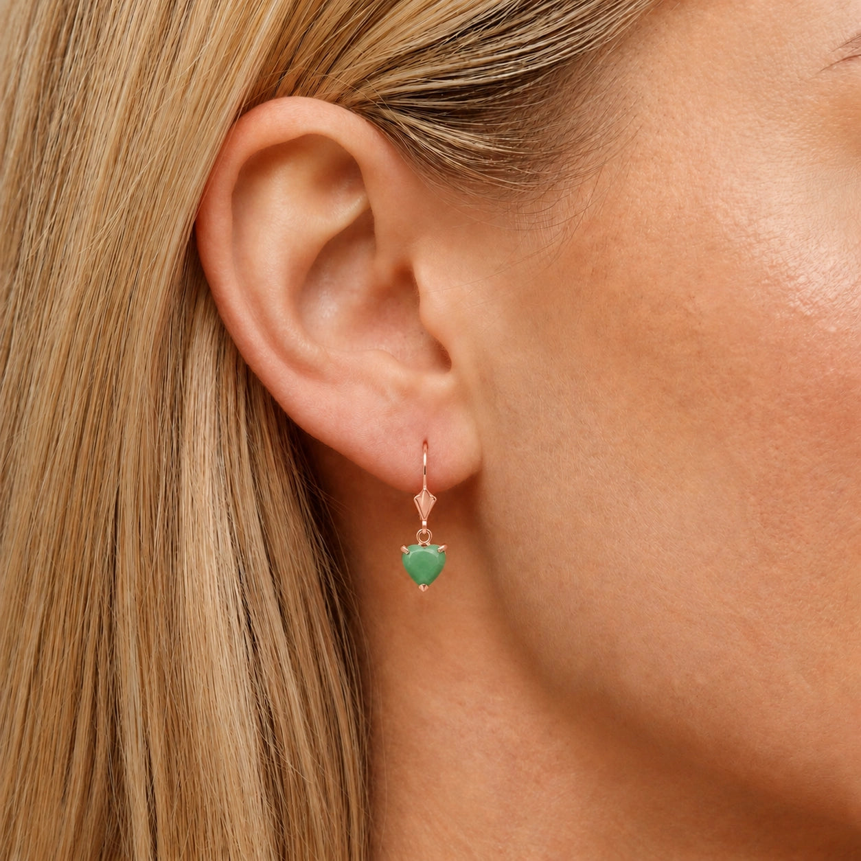 Rose Gold Eternal Earrings Emerald 10K — Perla